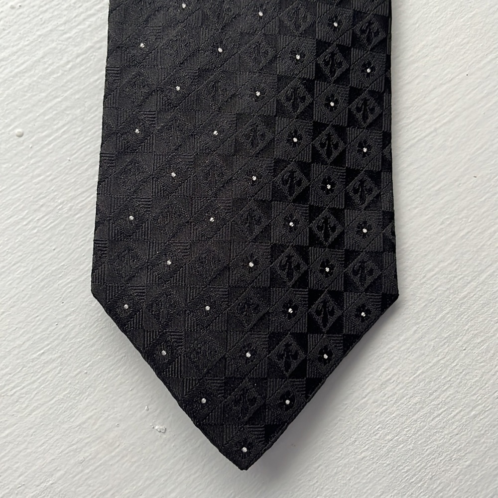 Marcello Vintage Woven Polka Dot Silk Tie Men's Black White